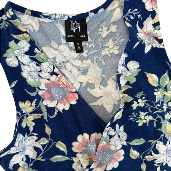 Derek Heart Plus Womens Navy Blue Floral Wrap Knit High-Low Midi Dress Size S - Picture 4 of 16